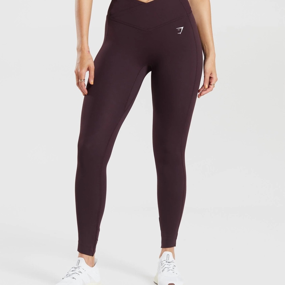 Gymshark Crossover Leggings-Plum Brown